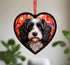 Cavapoo Black & White Stained Glass Effect Heart Suncatcher